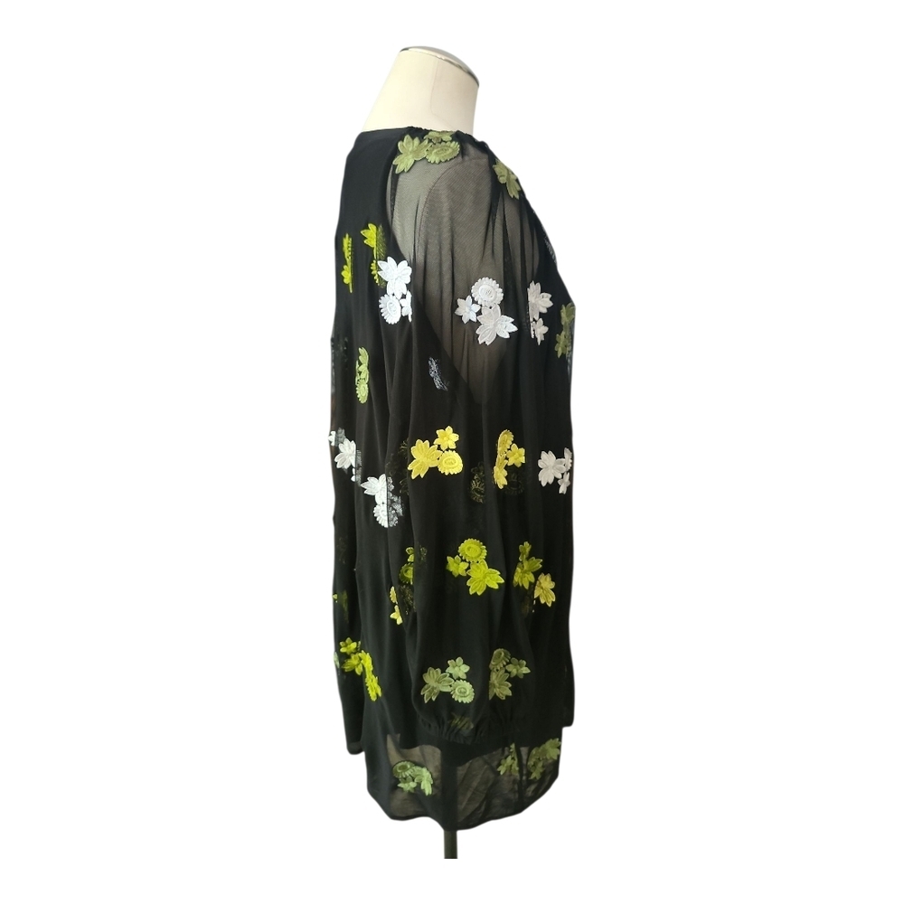 Skyes The Limit Black Floral Sheer Tunic Dress 2X Boho Layered Lined - Picture 5 of 10